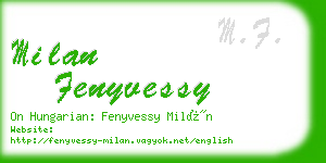 milan fenyvessy business card